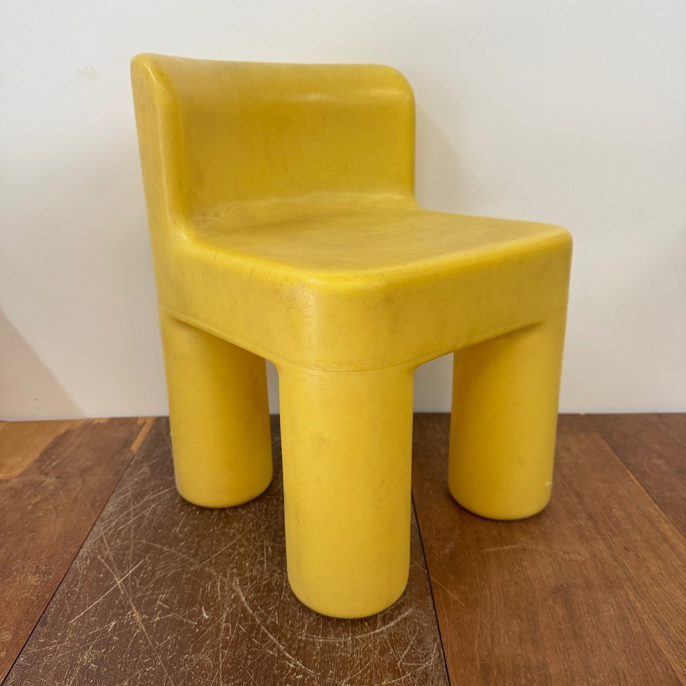 Vintage 1977 Little Tikes Yellow Plastic Toddler Chair Mid Century Modern Style